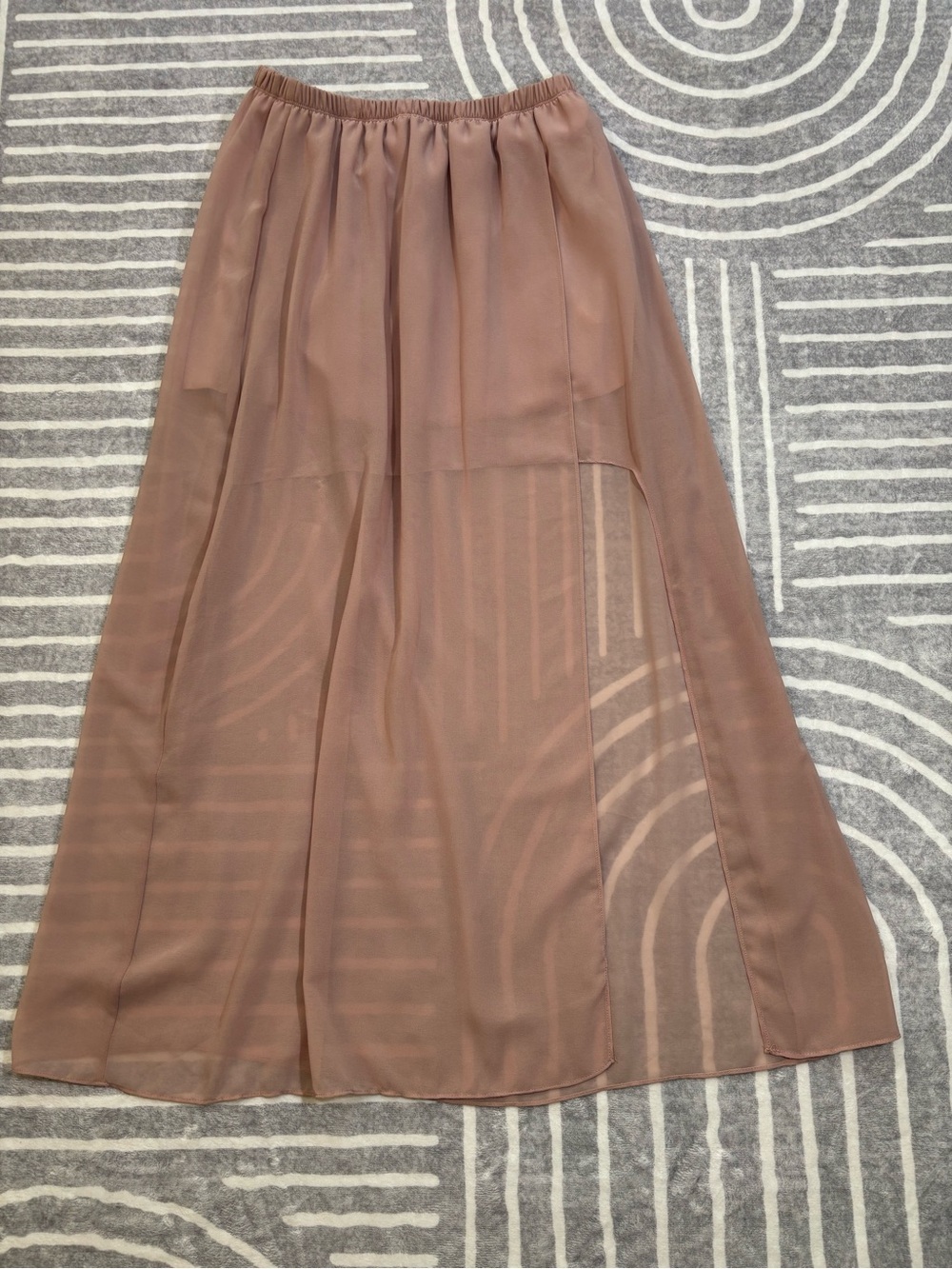 Soprano Skirt, Dusty Pink, Sheer Maxi Skirt, Small, Slit, Hi-Lo